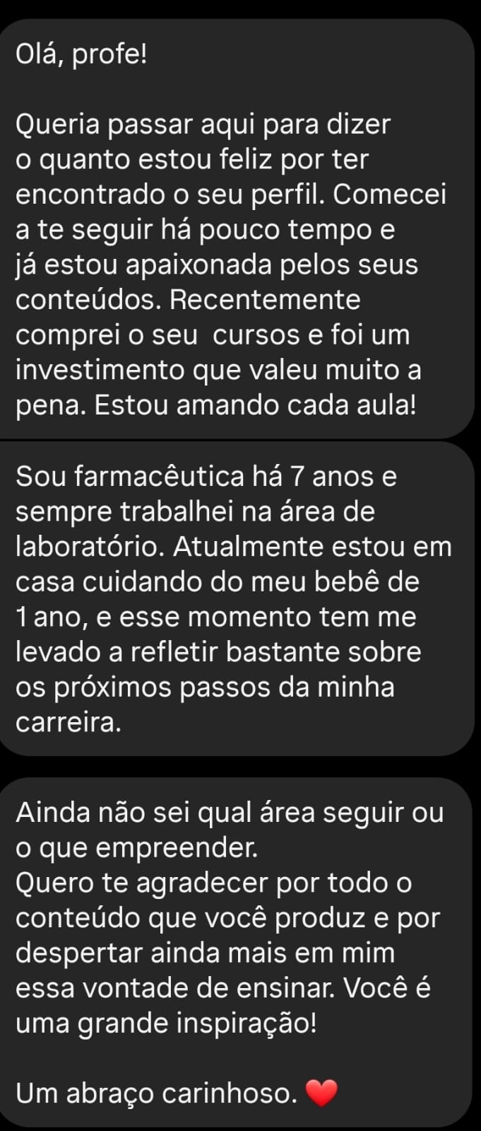 Depoimento de aluno da Professora Carol Rocha