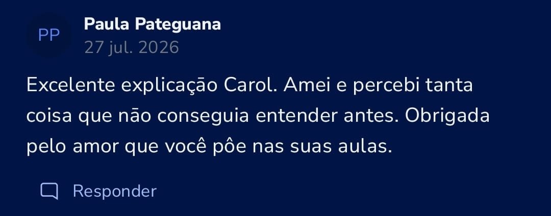 Depoimento de aluno da Professora Carol Rocha