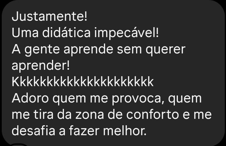 Depoimento de aluno da Professora Carol Rocha