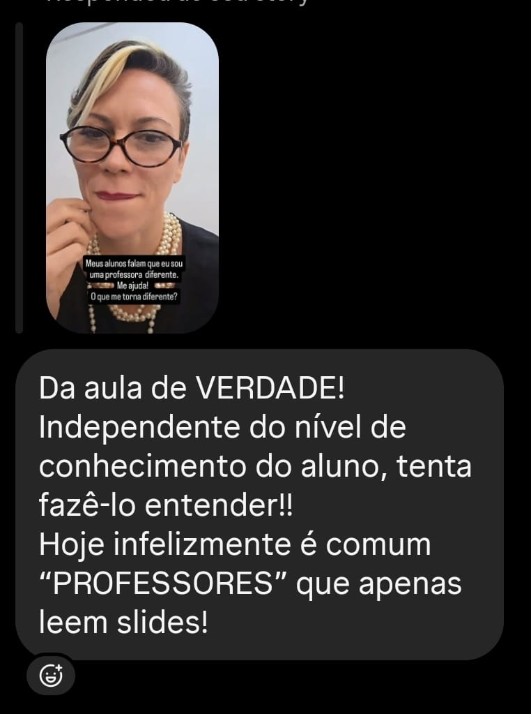 Depoimento de aluno da Professora Carol Rocha