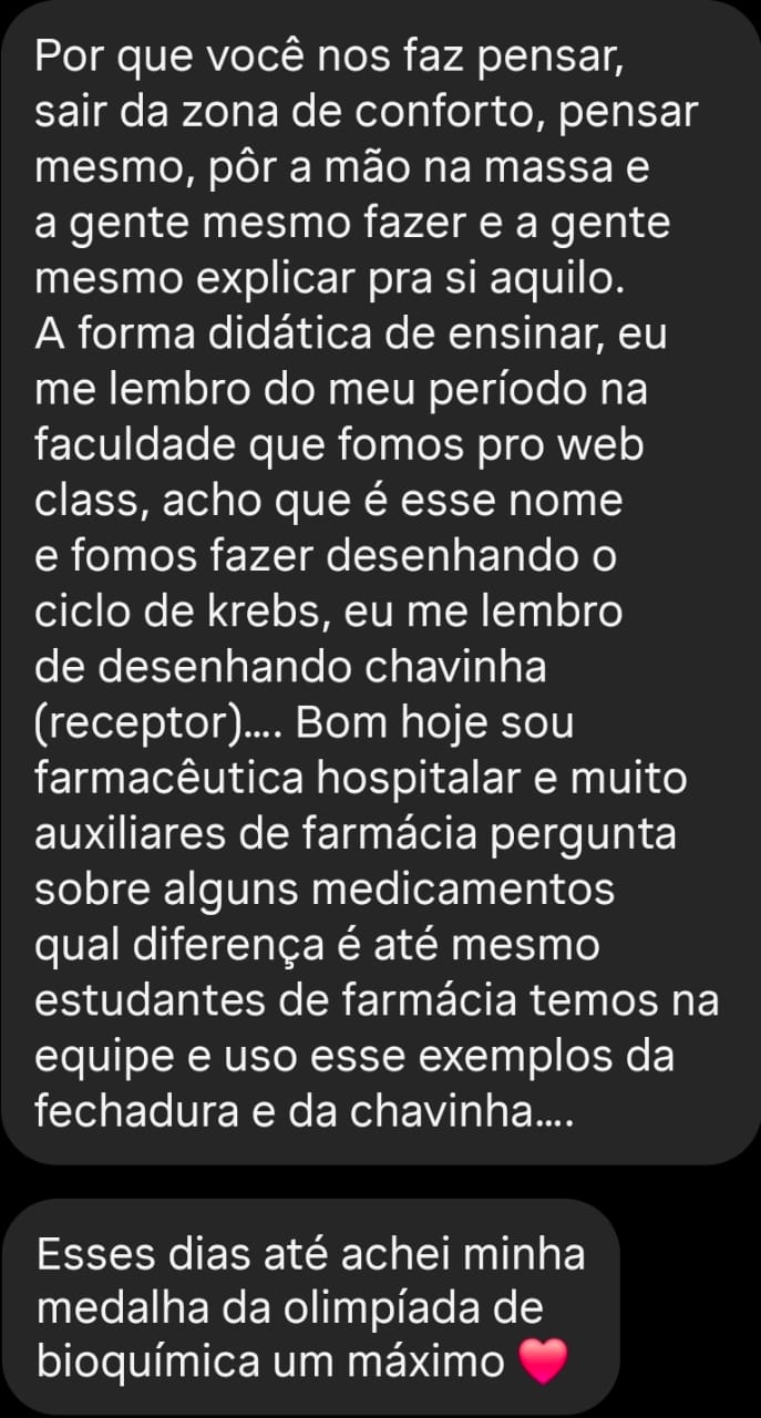 Depoimento de aluno da Professora Carol Rocha